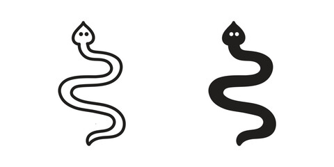 Obraz premium Snake icons vector silhouette set. thin line icon pack.