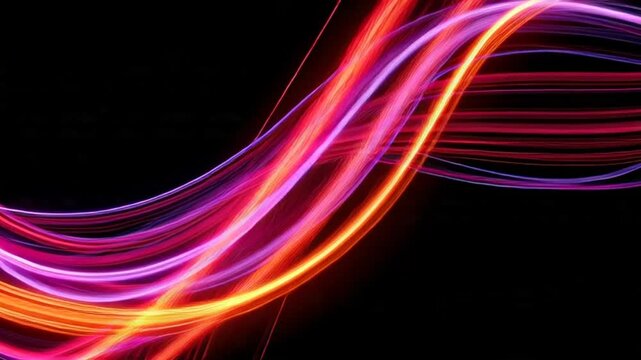 Vibrant colorful neon light trails abstract.