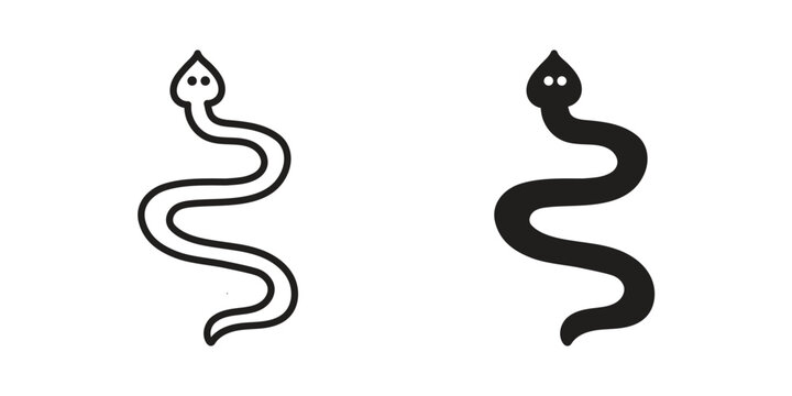Snake icons vector silhouette set. thin line icon pack.