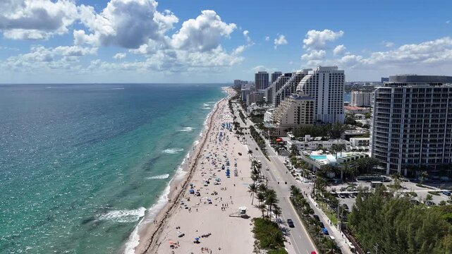 Beautiful, sunny Spring beach day at Fort Lauderdale Beach in Broward County, Florida.