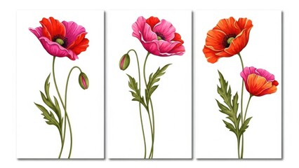Obraz premium Vibrant poppy illustrations
