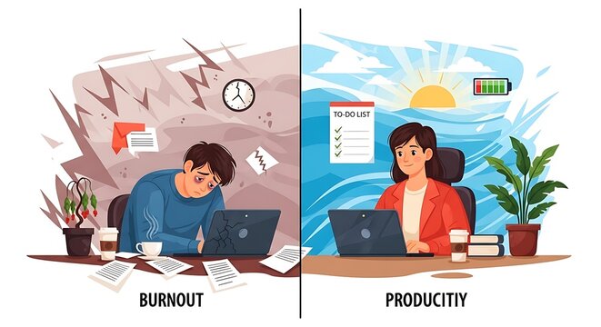 Remote Work Team Meeting Deadline with Laptop and Clock Illustration