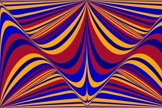 Bold abstract geometric symmetry with vibrant blue and orange stripes
