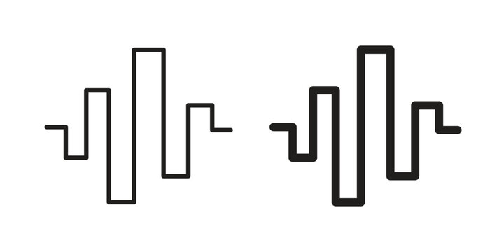 Wave square icons vector silhouette set. thin line icon pack.