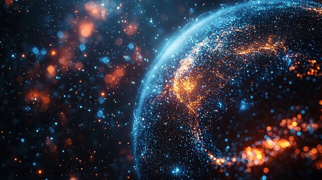 The concept of a global network is represented by a world map point on planet Earth in a 3D rendering