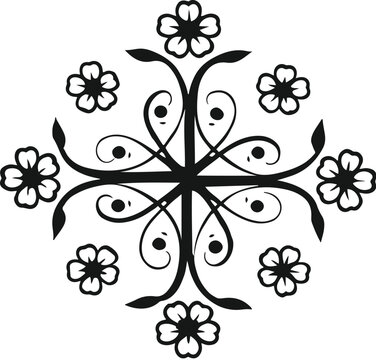 Symmetrical Floral Mandala Ornament, Vintage Elegant Flower Motif Vector for Decorative Design