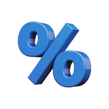 Blue percent sign symbol isolated on a transparent background