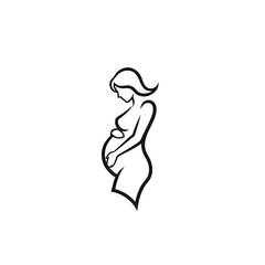Naklejka premium Elegant Vector Outline of a Pregnant Woman Symbolizing Motherhood and New Life