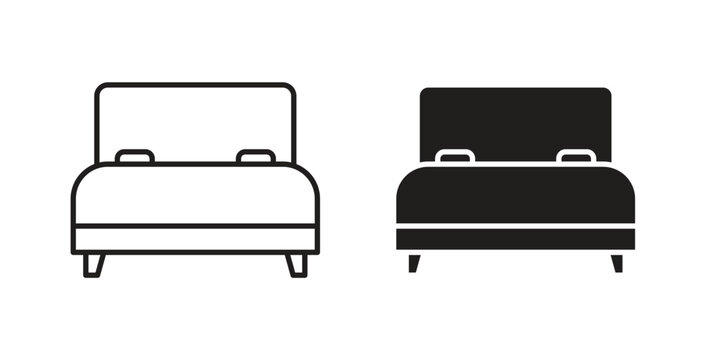 Bed icons linear icon. Line with Editable stroke. monochrome icon