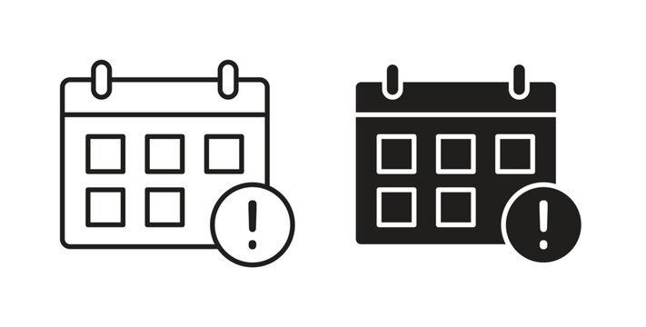 Calendar exclamation icons linear icon. Line with Editable stroke. monochrome icon