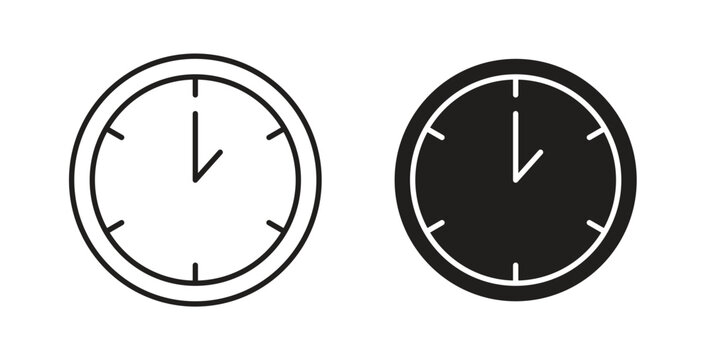 Clock two icons linear icon. Line with Editable stroke. monochrome icon