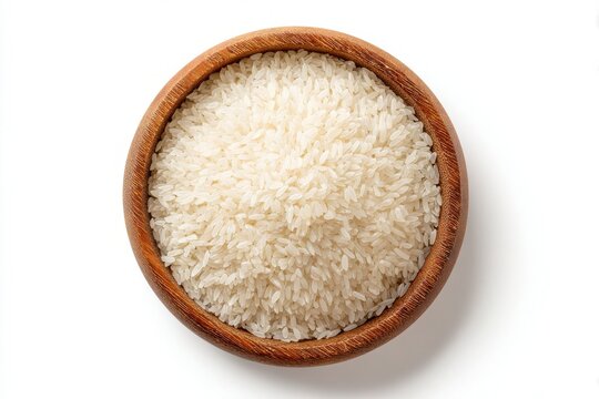 Wooden bowl with parboiled rice