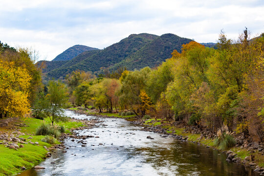 Landscape of the Santa Rosa River, in the town of Santa Rosa de Calamuchita, Cordoba, Argentina