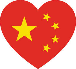 Obraz premium Heart shaped chinese flag vector illustration with yellow stars