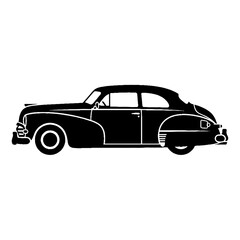 Fototapeta premium Isolated retro vintage luxury sport car vector design featuring a shiny metal bumper and classic wheels for fast automobile transport