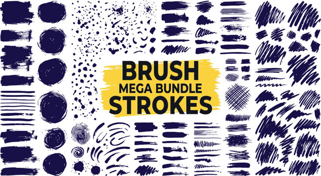 Brush strokes mega bundle collection of various painting brushstrokes
