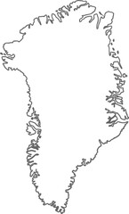 Vector graphic illustration of Greenland's map in simple black outline on white background for design and educational purposes easily © SEA VIEW