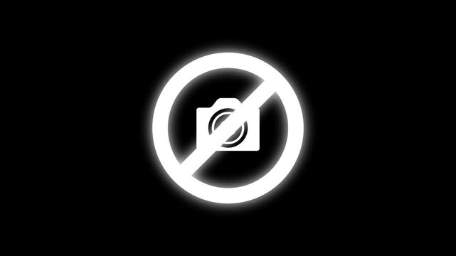 No Photography Allowed Sign with Camera Prohibition Symbol, white Warning Icon, Restricted Area No Camera Policy, Security Privacy Protection Concept.