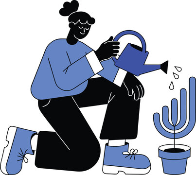 Woman Watering Plant for Business Development