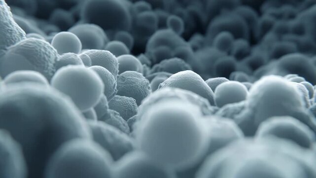 Microscopic biological cells forming a textured background, showing a complex microbial surface with numerous organisms crucial for scientific research and medical understanding