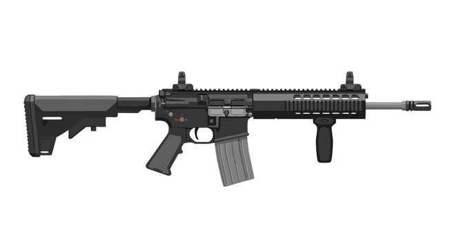 Modern rifle displayed in neutral studio background
