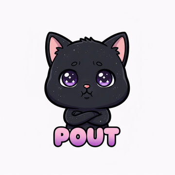 Black Chibi Cat Twitch Emotes  | Kawaii Black Cat Streamer Emotes | Cute Cat Emote | High Resolution |