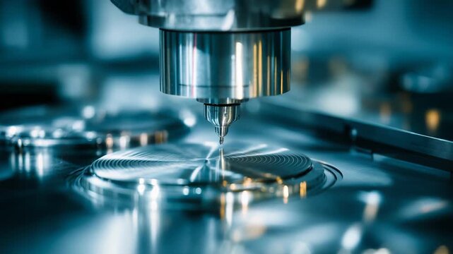 Industrial cnc machine carefully crafting intricate metal parts, symbolizing advanced manufacturing, technological innovation, and engineering accuracy in a modern factory setting