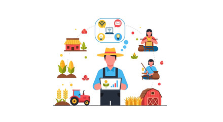Fototapeta premium Farmer Using Digital Technology for Smart Farming, Agricultural Management, and Rural Economy