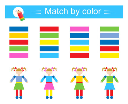 Match by color. Educational game for children. Preschool worksheet activity.