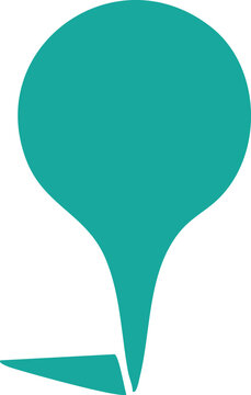Teal map pin on white background green symbol