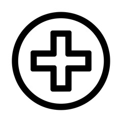 Obraz premium White vector cross symbol centered inside a black circular border