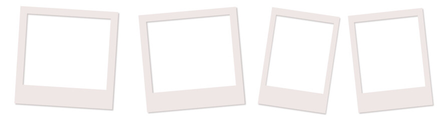Obraz premium Empty white photo frame. Set realistic photo card frame mockup - vector for stock set of white plastic packaging