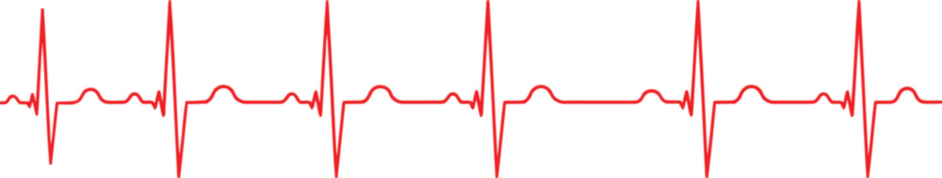 A red line representing a heart rhythm trace on a clean and isolated white background surface Vector