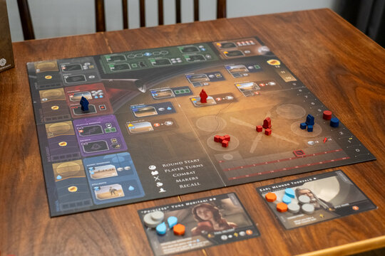 Tallinn, Estonia - March 29, 2026: Dune Imperium board game by Legendary Entertainment and Dire Wolf. Strategy tabletop game based on Dune franchise.