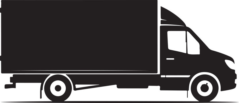 Delivery truck, cargo van, transportation icon, vehicle silhouette