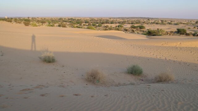 View of Khuri Sand Dune (part of Thar Desert), near Jaisalmer in Rajasthan