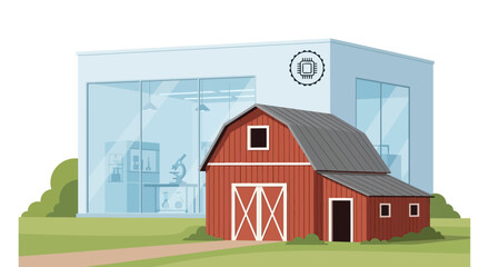 Obraz premium Smart Farm Lab: Merging Tradition with Technology for Sustainable Agriculture Innovation