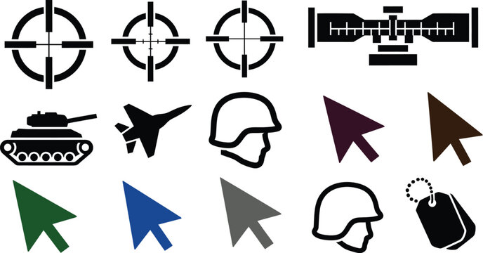Cursor icon set vector graphics for designers arrow and crosshair icons