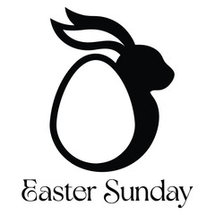 Obraz premium Minimalist Easter Bunny Egg Logo Icon with Negative Space Design