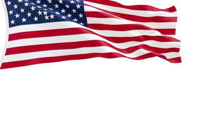 Fototapeta premium Waving american flag on white background symbol of united states of america