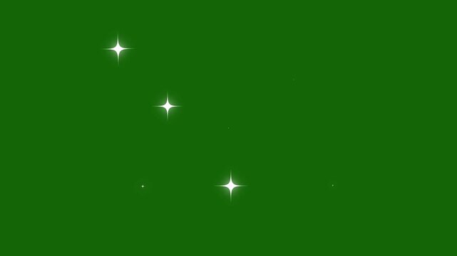 Fast line glitter motion twinkling stars animation white cartoon blinking stars flat vector doodle sparkle glowing light trails 2D shining twinkle effect seamless loop on green screen background 4k