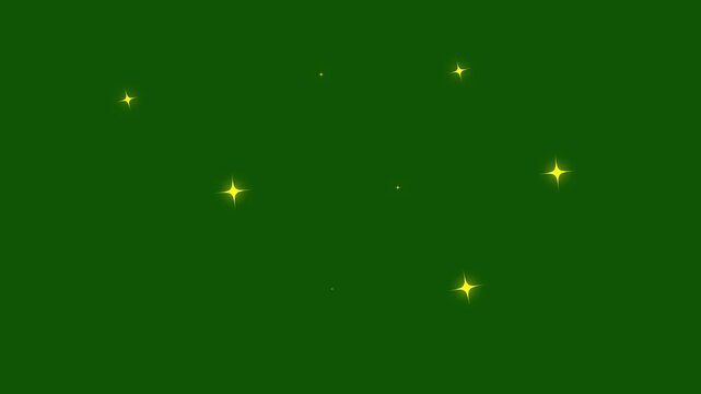 Golden cartoon blinking stars flat vector doodle sparkle glowing light trails fast line glitter motion twinkling stars animation 2D shining twinkle effect smooth seamless loop on green screen 4k video