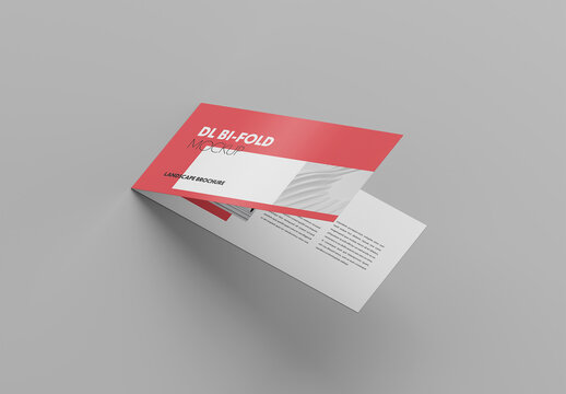 Landscape DL Bi-Fold Brochure Mockup