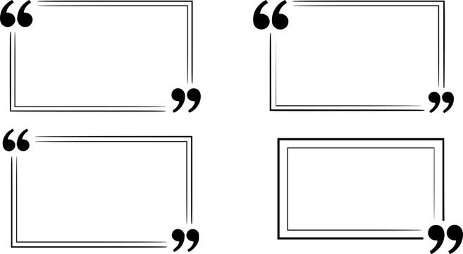Set of quote in black frame with quotation marks and yellow background. Vector illustration, EPS10.
