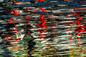 Colorful Red Blue White Water Reflection Abstract Houhai Lake Beijing China © Bill Perry