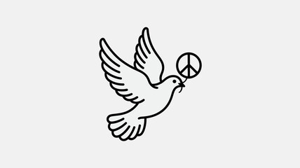 Obraz premium A simple line drawing of a dove carrying a peace symbol in its beak