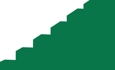 Fototapeta premium A green staircase icon with a minimalist design on a white background