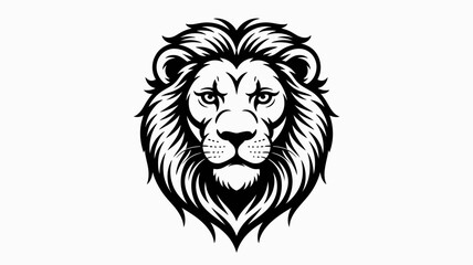 A striking black and white illustration of a majestic lion s head and mane © MdSafi