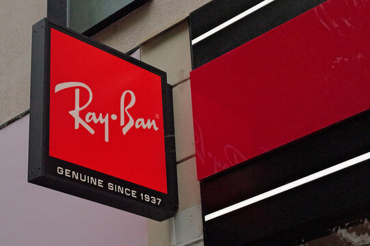 Stuttgart, Baden-W&uuml;rttemberg, Germany - July 3, 2025: Ray-Ban store in Stuttgart, Germany - Ray-Ban is a popular brand of eyeglasses and sunglasses created in 1936