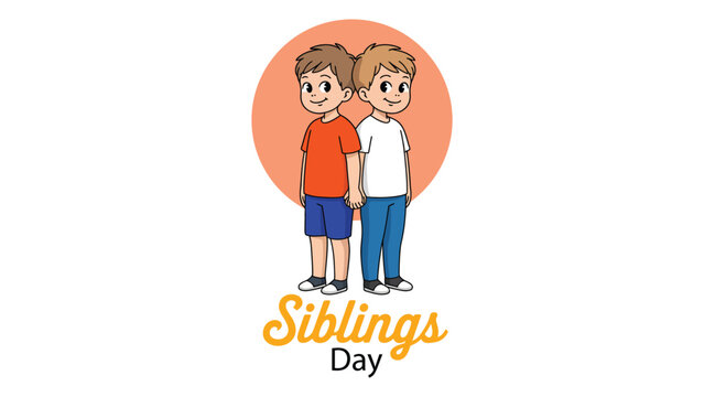 Siblings Day illustration with two brothers cartoon characters friendship bonding family love relationship concept children celebration modern flat vector
